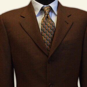Canali 40R Sportcoat Blazer Super 120s Wool Cinnamon Brown 3-Button Italy